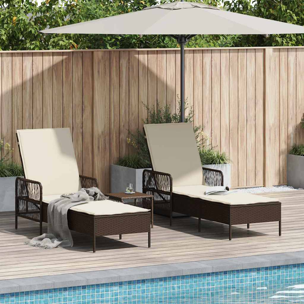 Ligstoel Met Kussen 3 Pcs Poly Rattan