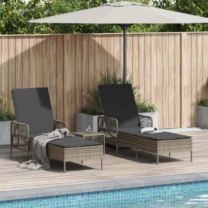 Ligstoel Met Kussen 3 Pcs Poly Rattan