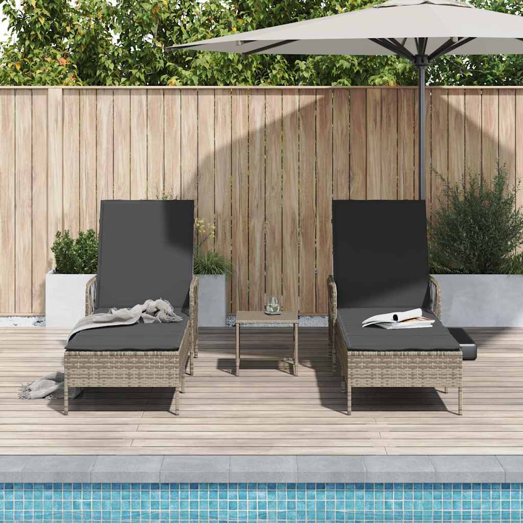 Ligstoel Met Kussen 3 Pcs Poly Rattan