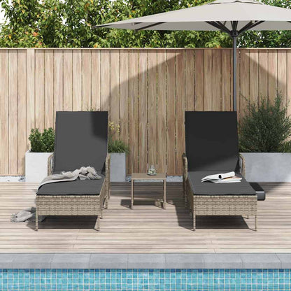 Ligstoel Met Kussen 3 Pcs Poly Rattan