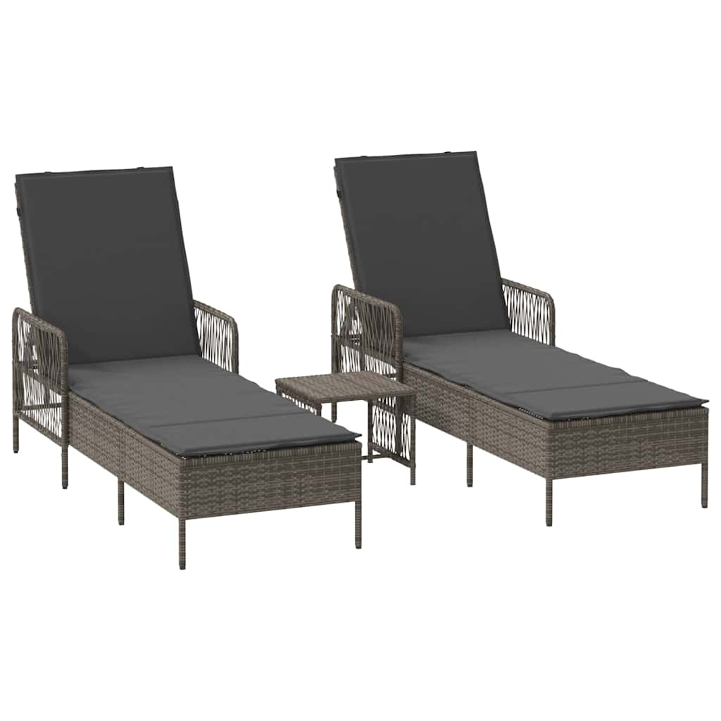 Ligstoel Met Kussen 3 Pcs Poly Rattan