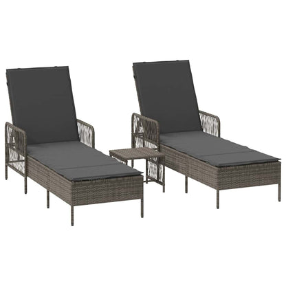 Ligstoel Met Kussen 3 Pcs Poly Rattan