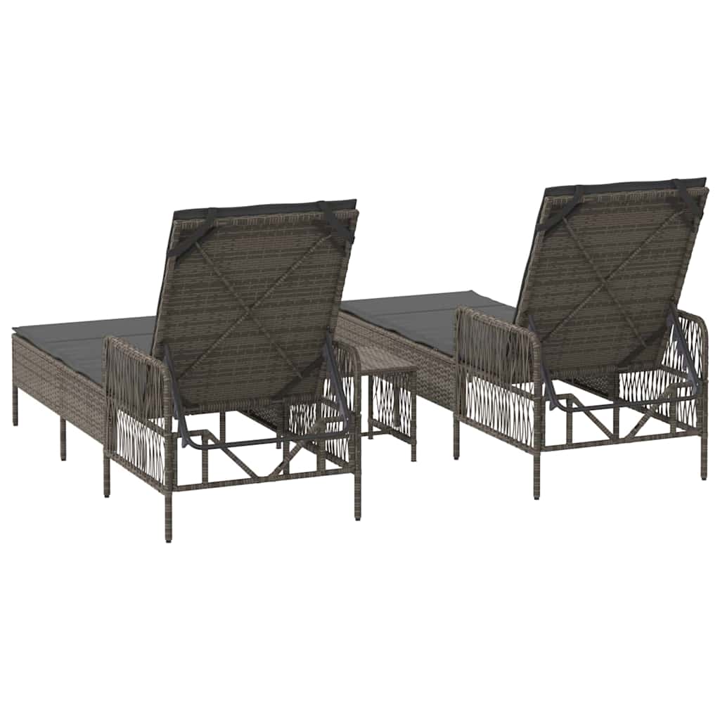 Ligstoel Met Kussen 3 Pcs Poly Rattan