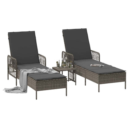 Ligstoel Met Kussen 3 Pcs Poly Rattan