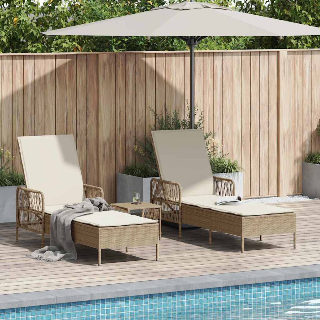 Ligstoel Met Kussen 3 Pcs Poly Rattan