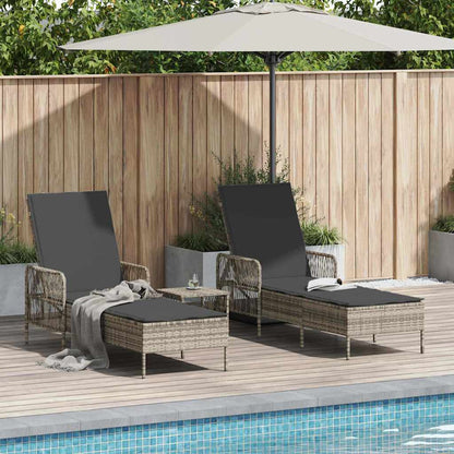 Ligstoel Met Kussen 3 Pcs Poly Rattan
