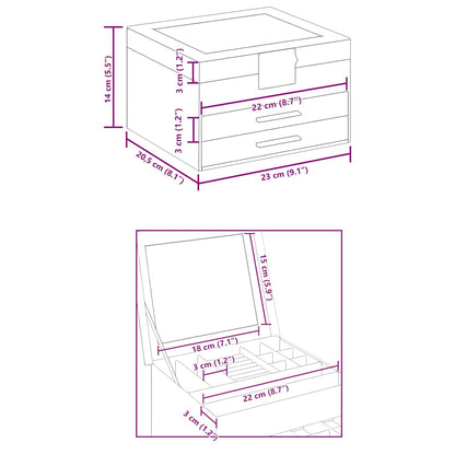 Sieradendoosje 3-Laags 23X20,5X14 Cm Wit